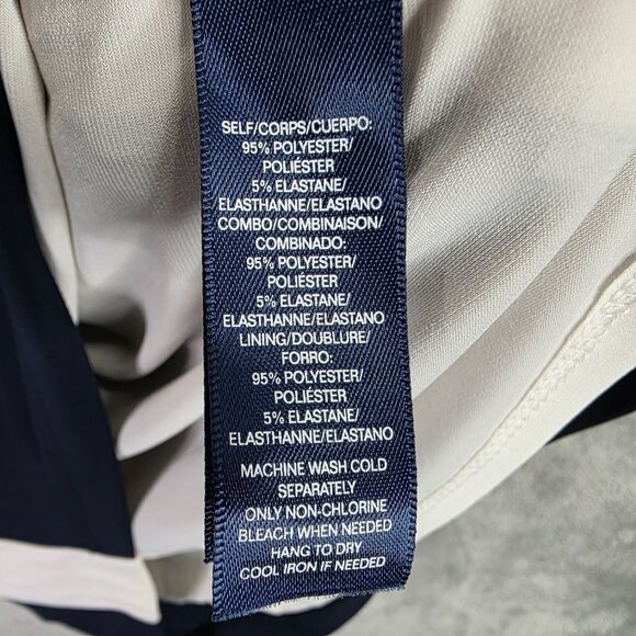 Womens Chaps White & Navy Colorblock Sheath Dress Short Sleeve Polyester Size M - Picture 4 of 8